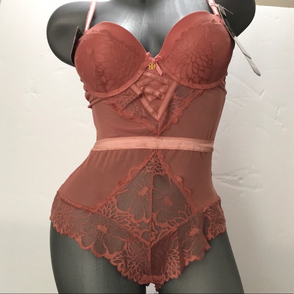 Daisy Fuentes Push Up Teddy Bodysuit Mesh & Lace.Size Medium. - Picture 5 of 15